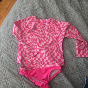 Wonder Nation Pink Swirl Kids Rashguard Set